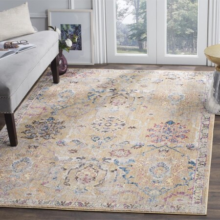 Safavieh 5 ft.-1 in. x 7 ft.-6 in. Bristol Power Loomed Medium Rectangle Area Rug Camel & Blue BTL347C-5